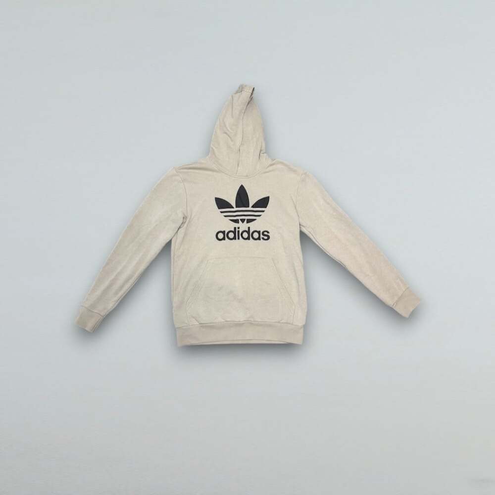 Beige Trefoil Pullover Hoodie Boys XL 18-20 Relaxed Streetwear Sweatshirt